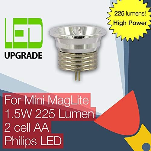 TorchUpgrades Съвместимост/Подмяна на Mini Maglite Aa Led лампа на Преобразуване и/или актуализация 225lm Висока мощност за Mini Maglite Факел/фенерче