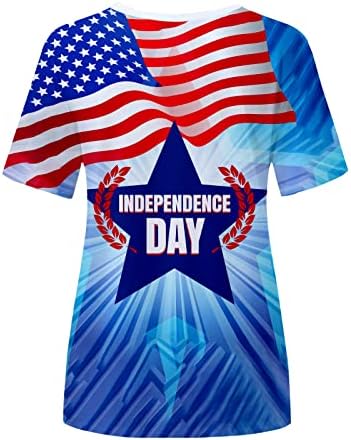 Дамски Потник-Туника в 4-ти юли, Забавна Тениска с Графичен Дизайн, Тениска с къс ръкав и кръгло деколте, Патриотични Блузи