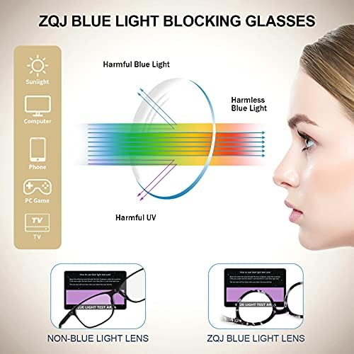 ZQJ Blue Light Блокер Очила за жени/Мъже/Юноши - Модерни Компютърни Игри Точки Срещу умората на очите, Сини Блокер Очила