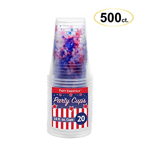 Party Essentials N162050 Мека пластмасова чаша с капацитет от 16 унции с принтом във формата на звездички (опаковка от