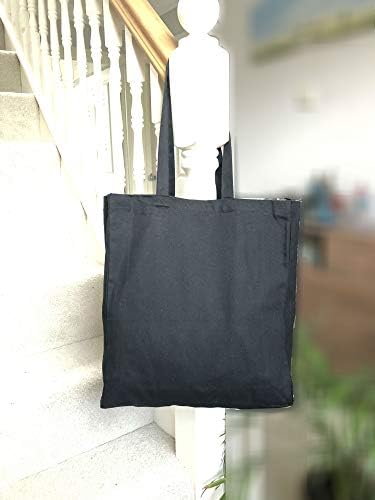 Голяма Холщовая Памучен чанта с тегло 10 грама Бяло и черно на цветя с дълги дръжки Multipack (черна, 1)