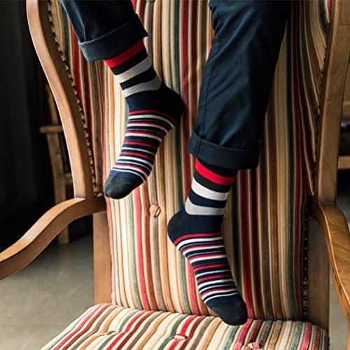 OULII Цветни Мъжки Чорапи На Райета, Дългите Зимни Чорапи, Мини Удобни Чорапи, 5 Двойки