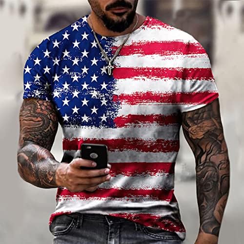 Американски Флаг Облегает Модерната Плажна Мъжка Тениска с Копчета Плюс Размер Ризи с кръгло деколте От Полиестер Cool Independence