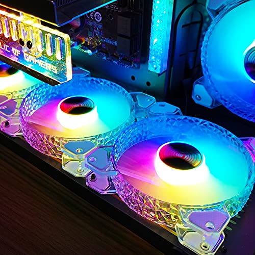 Съединители 40JB Coolmoon Crystal Diamond RGB Fan 12 см, С Тъпо Диамант Бленда Компютърен ARGB Фен - (Цвят: