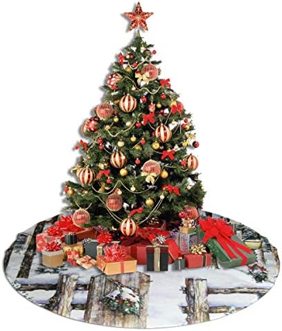 LVeShop весела Коледа Домашна Пола За Коледно Луксозна Кръгла Подложка За вътрешна и Външна Употреба Селски