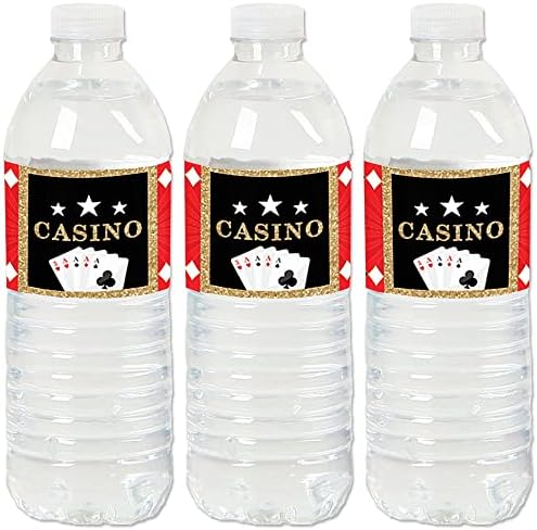 Етикети за бутилки с вода в Лас Вегас - Парти в казино - пакет от 20