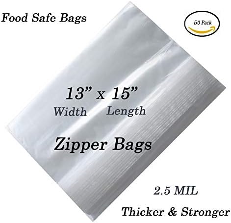 Големи пластмасови Полиетиленови торбички за съхранение на размера на 13x15, 2,5 Мил с затварящ се цип Jumbo size размер на 2