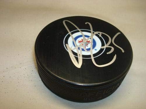 Стив Мейсън подписа хокей шайба Winnipeg Дюзи с автограф 1A - за Миене на НХЛ с автограф