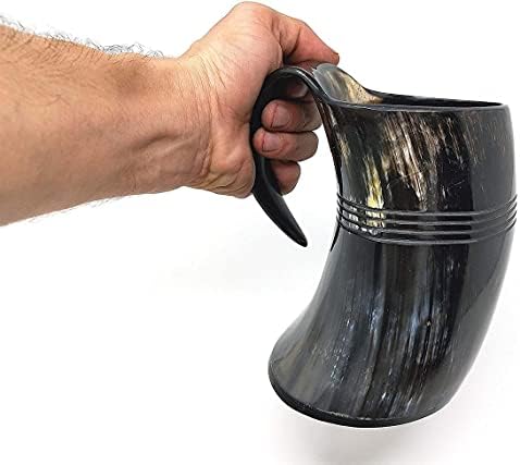 Brainmart Чаша от Рог на Викингите ръчно изработени с пушка |Халба За бира, медовухи, вино, бира | 16 грама. . (1)