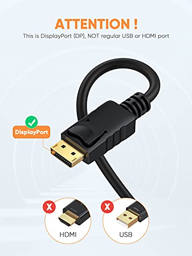 CableCreation Кабел DP-VGA дължина от 6 ФУТА, [3 серии] Кабел DisplayPort-VGA със златно покритие 1080p при 60 Hz, кабел DP-Male-VGA,