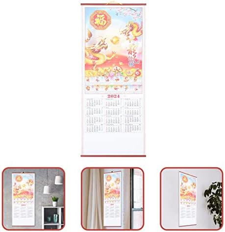 Cabilock 2024 Китайски Календар Месечен Стенен Календар Годината на Дракона Календар, празникът на Пролетта Новогодишния