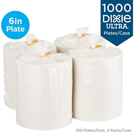 Хартиени чинии Dixie Ultra 6 Heavy-Weight от GP PRO (Джорджия-Тихоокеанския регион), Бели, SXP6W, броя 1000 броя (250 плочи в пакет по 4 опаковки в калъф)