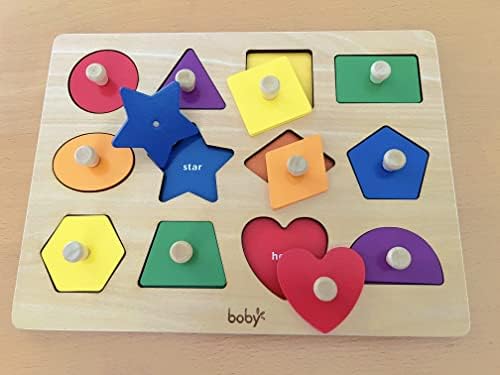 Dailyfunn Пъзели-клечки под формата на Монтесори играчки, Бебешки Пъзели 12-18-24 Месеца с дръжка за Бебета-Деца от 1-3