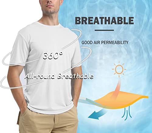 BIYLACLESEN/ Мъжки Солнцезащитная Тениска с къс ръкав UPF 50 +, Дишащи бързо съхнещи тениски за изказвания, Спортен топ