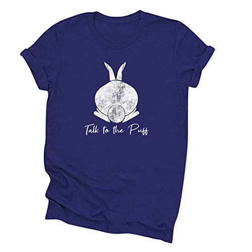 Забавна тениска Talk to The Puff за жени, ризи с надпис Happy Easter, ежедневни блузи с кръгло деколте и къси