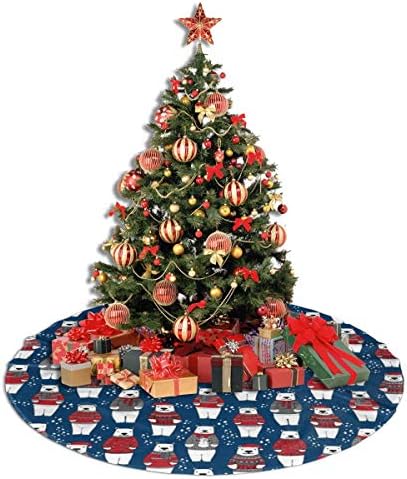 LVeShop Коледни Бели Мечки Пола за Коледно Луксозна Кръгла Подложка За вътрешна и Външна Употреба Селски Празнични Украси
