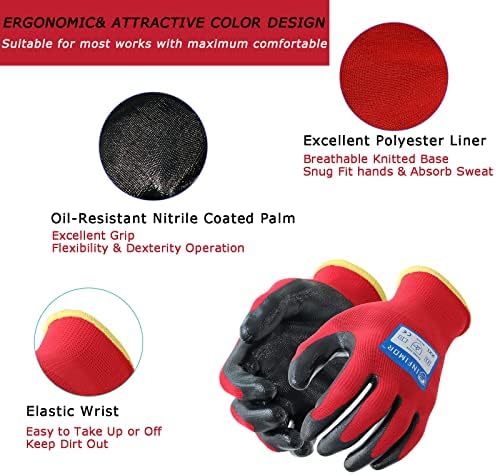 Предпазни работни ръкавици Infimor за мъже и жени, 6 чифта / 12 Двойки, Трайни Работни Ръкавици с нитриловым