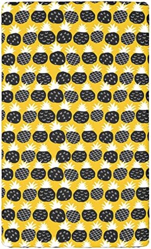 Мини-Чаршафи за легла с ананасовой тема, Портативни мини-Кърпи за яслите, Меки и Еластични Кърпи за яслите-Подложка за яслите или Чаршаф за деца, 24 x 38, Горчица и Сив г