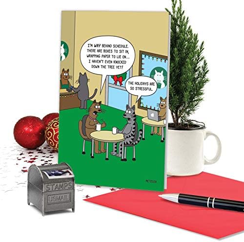 NobleWorks - Забавно Поздравителна картичка весела Коледа в плик (4,63 x 6,75 инча) - Празнична шега за Хумор - Напрегнат