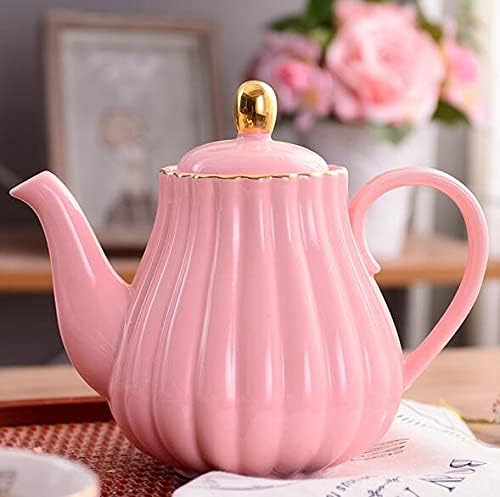 Чай, Комплекти от здрав порцелан в европейски стил, Кафе машина, Керамичен чайник, Молочник и Сахарница-Розов