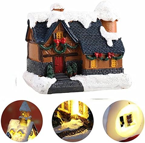Коледна Сцена Селски Къщи, Градски Коледни Светещи Декорации за Дома от Смола, Led Светлини, Мини-Селски Сцена за Дома,