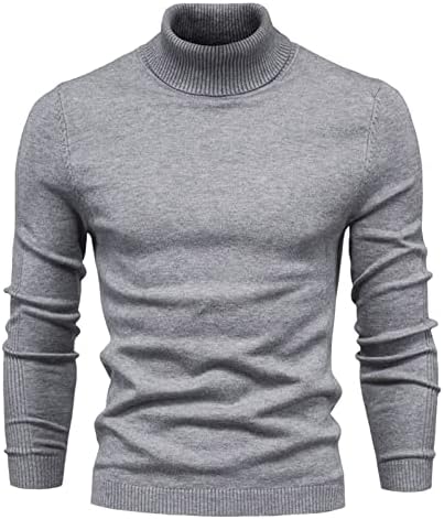 DuDubaby Пуловер с дълъг ръкав за мъже, Есенно-Зимния Случайни Вязаный Обикновен Пуловер с Декоративен Модел