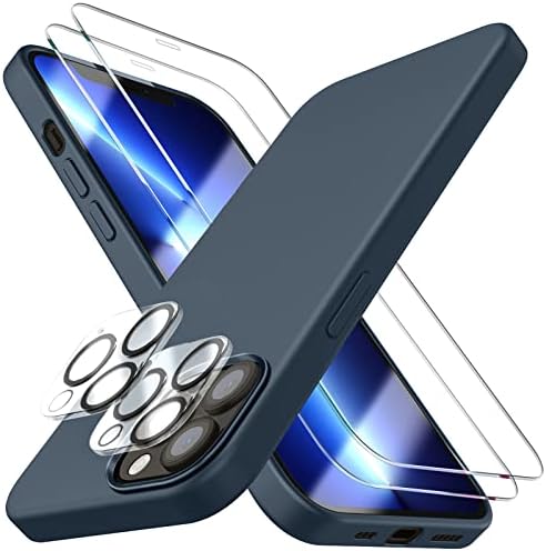 Dssairo [Калъф 5 в 1 за iPhone 13 Pro, с 2 пакет протектори за екран + 2 пакет протектори за обектива на камерата, Течен Силиконов Тънък устойчив на удари Защитен калъф за вашия т?