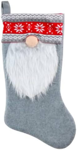 Първокласен декор за джуджетата в контакт - Окачени Коледни чорапи (2 бр) на Носа и на брадата Джуджета Червено / сиво - Меки