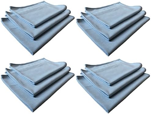 Истинските чисти Кърпи за почистване на прозорците ни 16x16 син цвят от микрофибър (опаковка от 12 броя)