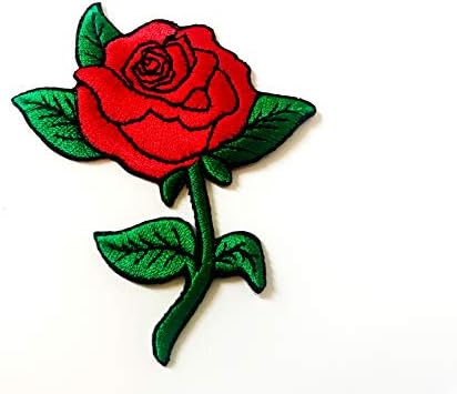 Червена Роза Любовта Ретро Класически Логото На Ивици Шият Желязо Бродирана Апликация На Иконата Знак Кръпка Облекло Костюм