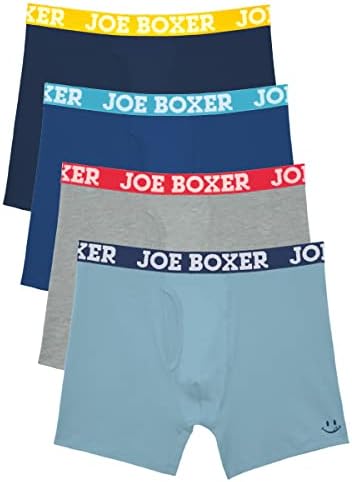 Мъжки Слипове-боксерки Joe Boxer, 4 опаковки – Дишащи Обикновена Памучни Ластични Гащи-Боксерки, без тагове за мъже,