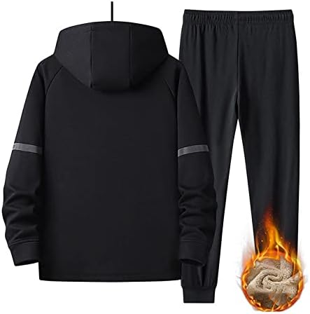 ZYZMH Зимни мъжки спортни облекла, здраво комплект с качулка, Топло спортен костюм от 2 теми, Мъжки Модни комплекти за бягане (Цвят: сив, Размер: Код 2XL)