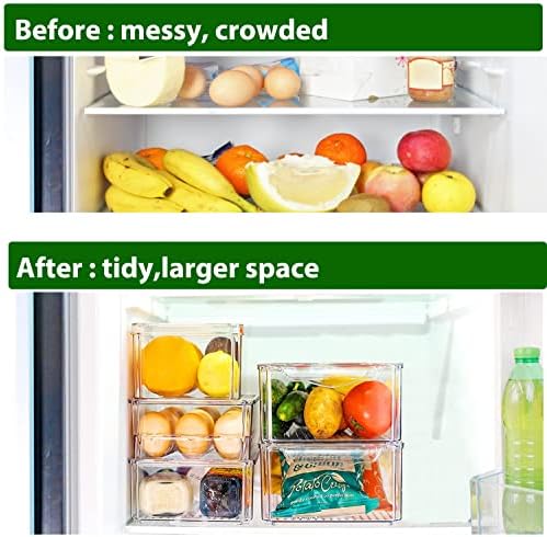 Органайзер за хладилник Штабелируемый, SZTMBF Комплект от 4 Кухненски Организаторите за съхранение на Зеленчуци, плодове