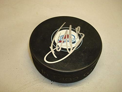 Фреди Хамилтън подписа хокей шайба Колорадо Аваланш с автограф 1А - за Миене на НХЛ с автограф