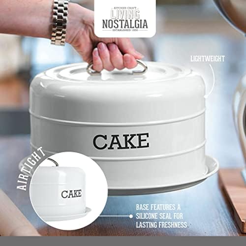 Запечатани Форма за съхранение на торти Kitchen Craft Living Nostalgia/Cake Dome, 28,5 x 18 см - Френски Сив