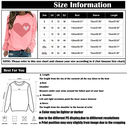 JJHAEVDY/ Дамски Блузи с Хубав Принтом Сърцето си за Любовта, Ризи Свети Валентин, Графични Пуловери, Пуловери, с кръгло деколте, Върхове