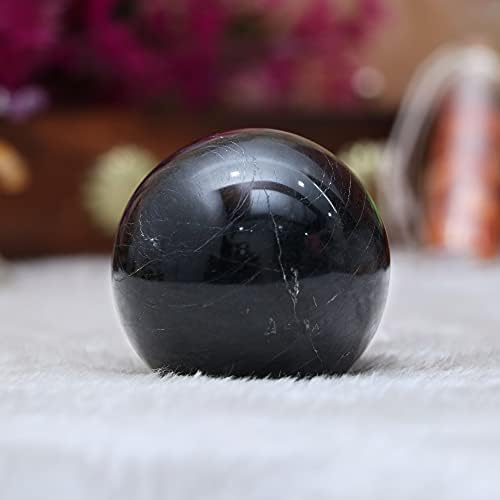 ZAICUS 50-60 мм Черен Турмалиновый Топка-Сфера с Метална Стойка, Кълбо от Скъпоценни Камъни за Магьосничество