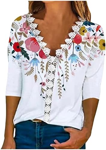 NOKMOPO / Женски Фланелен Ризи С дълъг ръкав, Дамски Ежедневни тениски с V-образно деколте, Ежедневни Удобни