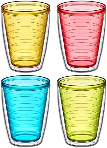 Amazing Antal - Аляска - Пластмасови чаши с изолация на 16 унции (комплект от 4 броя), Пластмасови чаши с двойни стени, Цветни чашки за пиене, за Многократна употреба пластмас