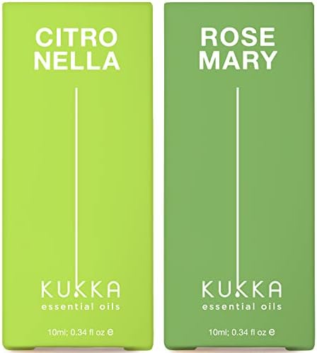 Набор от Етерични масла от Цитронела, за да дифузьор и Розмарин за растежа на косата - Натурален Набор от Етерични масла за Терапевтични клас - 2x0,34 течни унции - Kukka