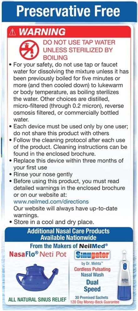 Омекотители за синусите NeilMed, предварително смесени със 100 торби сол, алергии и синусите (опаковка от 2 броя)