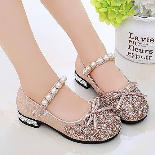 Qvkarw/ Танцови обувки за момичета, Детски обувки, блестящи Перлени Кристали, Детски Обувки на Принцесата, Чехли