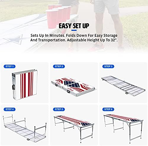 EastPoint Sports Леки Сгъваеми маси за игра на понг с чаши и топки, идеални за пикник, дворове, партита, парк, барбекю, плажа