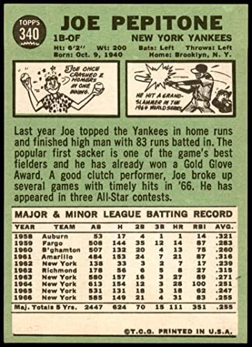 1967 Topps 340 Джо Пепитон Ню Йорк Янкис (Бейзболна картичка), БИВШ играч на Янкис
