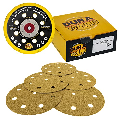 5-Инчов Шлифовъчни дискове Dura-Gold с шкурка 80 и 5-инчов куки и вериги, Подкладочная плоча с изображение от 9-дупки