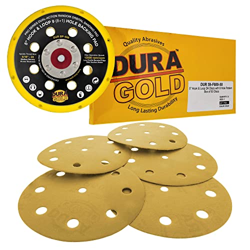 5-Инчов Шлифовъчни дискове Dura-Gold с шкурка 600 и 5-инчов куки и вериги, Подкладочная плоча с изображение от 9-дупки
