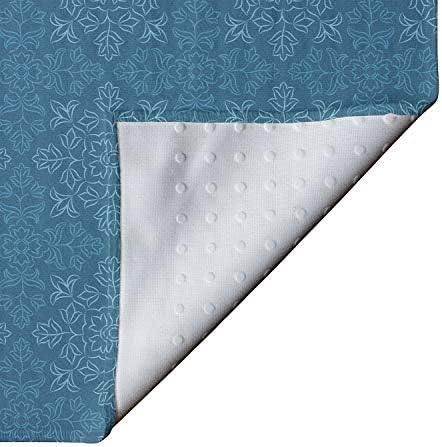 Кърпа за подложка за йога Ambesonne Blue Мандала, Фигура във формата на Диамант, с повтарящи Ориенталски цветя и Листа В