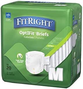 Памперси за възрастни FitRight OptiFit Extra+, със защита от течове, гащи за Еднократна употреба при инконтиненция раздели, Средно попиваща способност, Среден размер, 32 -42, бро