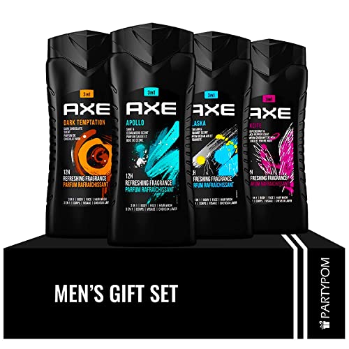 Комплект за измиване на тялото Axe Variety Set, комплект от 4 аромати, включва средства за измиване на тялото Axe Black, Axe