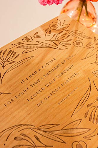 Градински цветя-Цитат на Алфред Лорд Тенисън Дървена кутия за подаръци за спомен [Персонализирани подаръци
